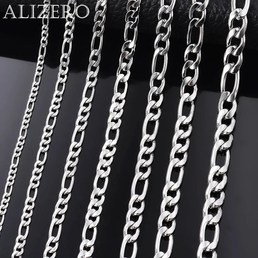 925 sterling silver wholesale necklace, 40–75 cm, Figaro chain in 2/4/6/8/10/12 mm with lobster clasp, fashionable jewellery for men and women.
