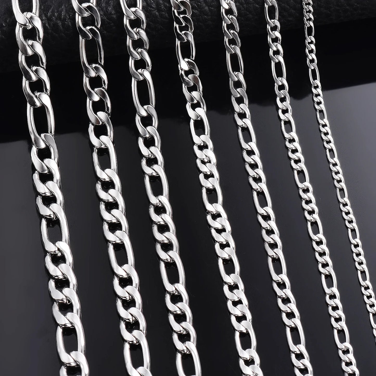 925 sterling silver wholesale necklace, 40–75 cm, Figaro chain in 2/4/6/8/10/12 mm with lobster clasp, fashionable jewellery for men and women.